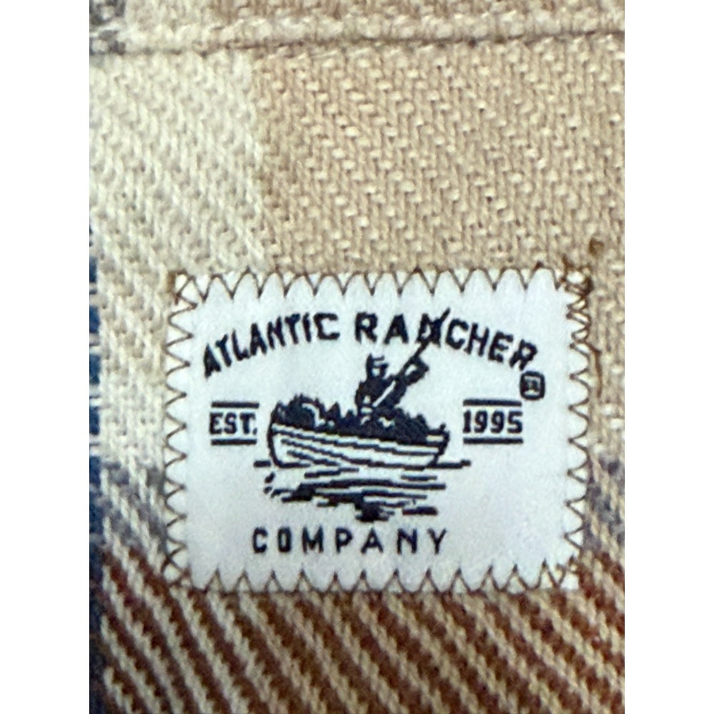 Atlantic Rancher Shirt Mens Medium Plaid Linen Blend Workwear Button Front - Picture 2 of 13